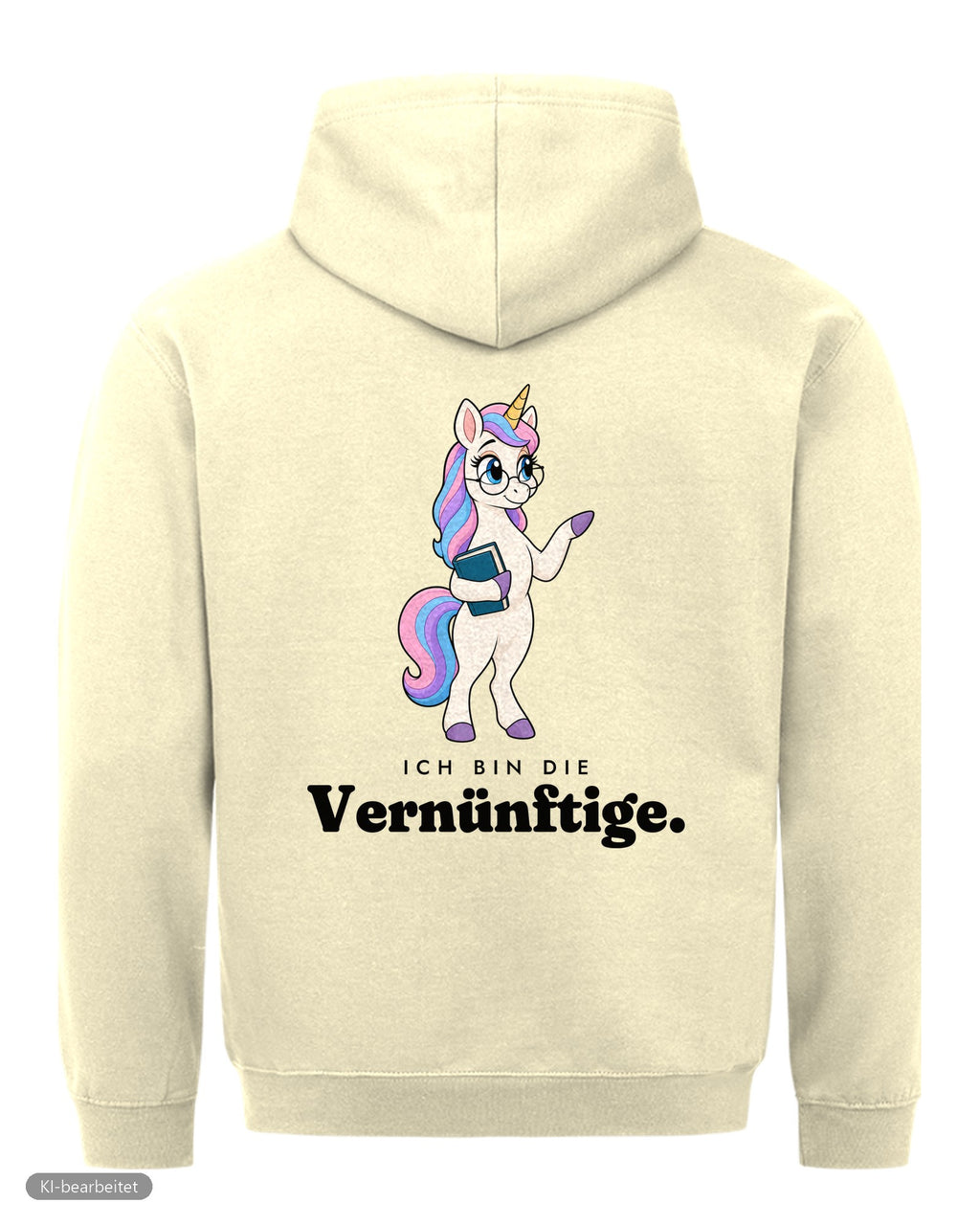 Die Vernünftige und die Verrückte Partnerlook Hoodies: Rückendruck, Hoodie Die Vernünftige in Beige