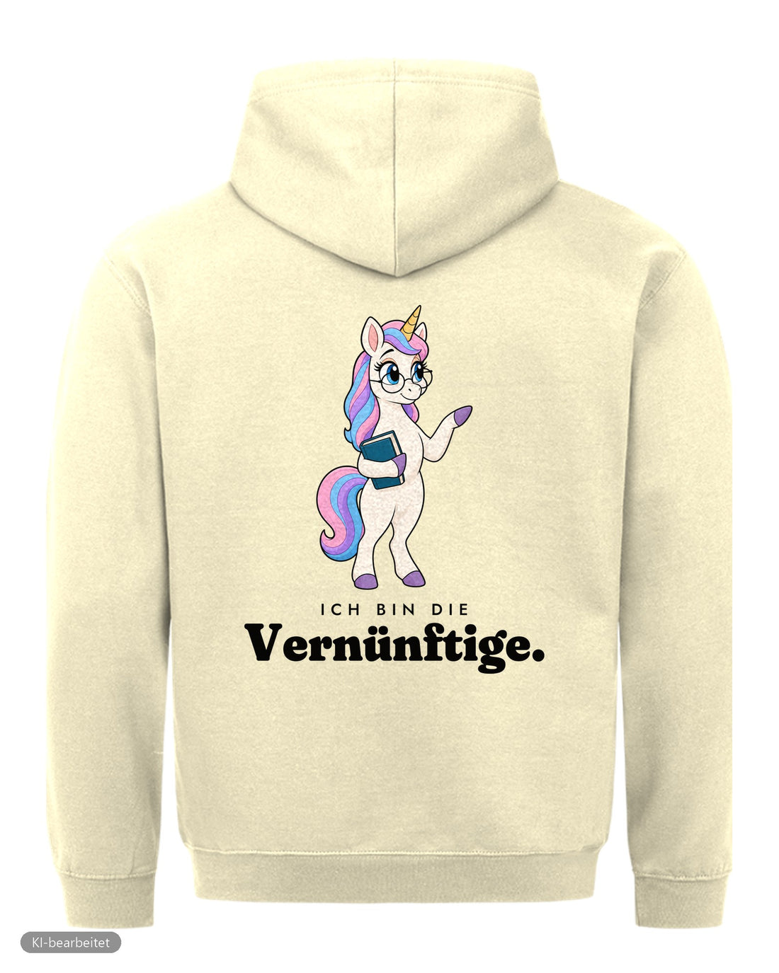 Die Vernünftige und die Verrückte Partnerlook Hoodies: Rückendruck, Hoodie Die Vernünftige in Beige