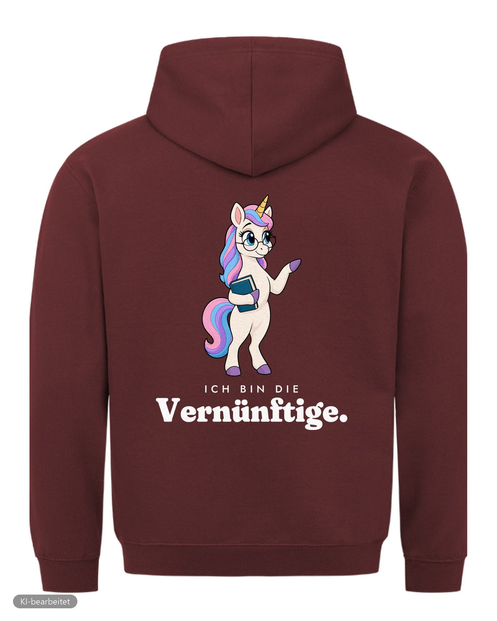 Die Vernünftige und die Verrückte Partnerlook Hoodies: Rückendruck, Hoodie Die Vernünftige in Burgunder