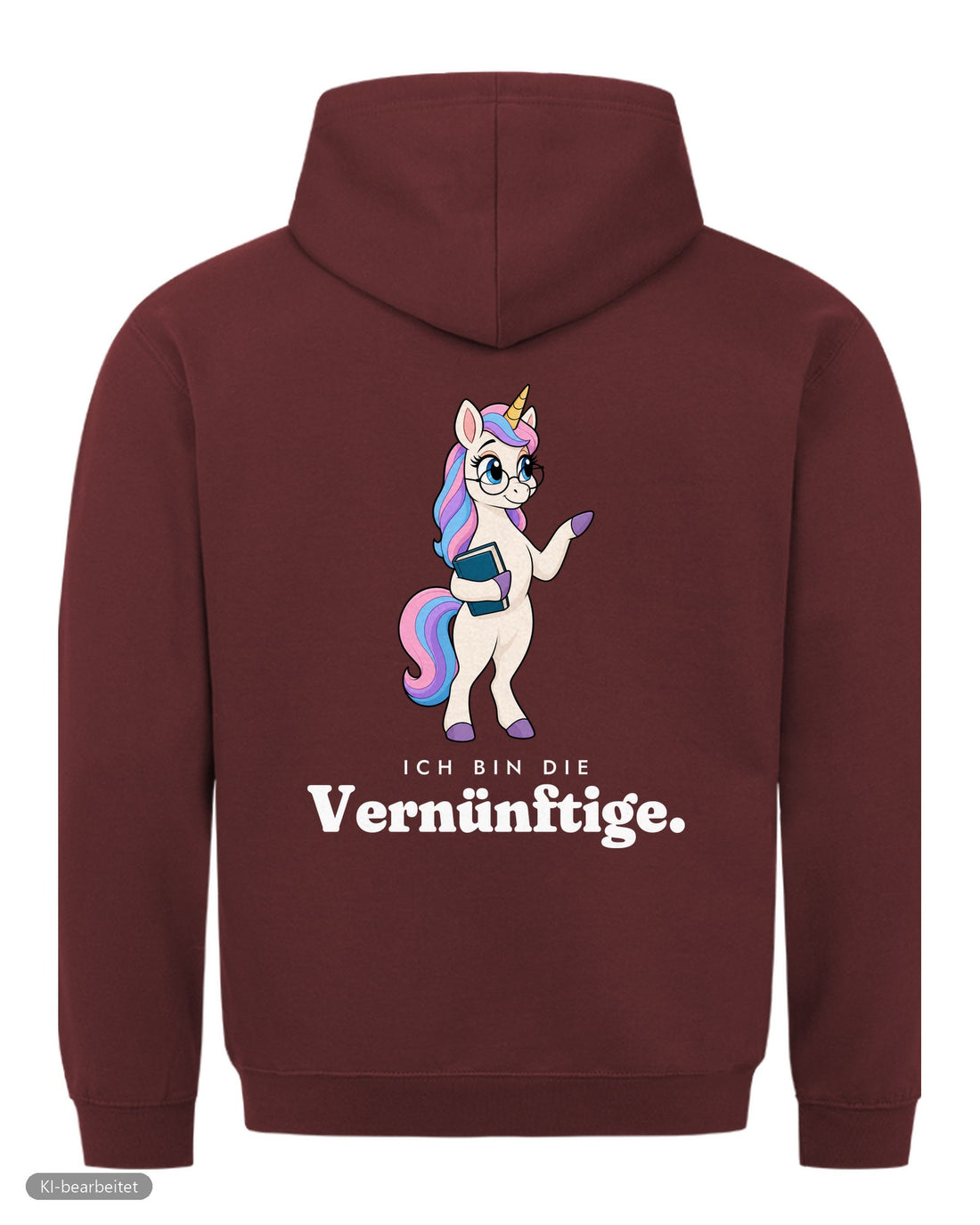 Die Vernünftige und die Verrückte Partnerlook Hoodies: Rückendruck, Hoodie Die Vernünftige in Burgunder