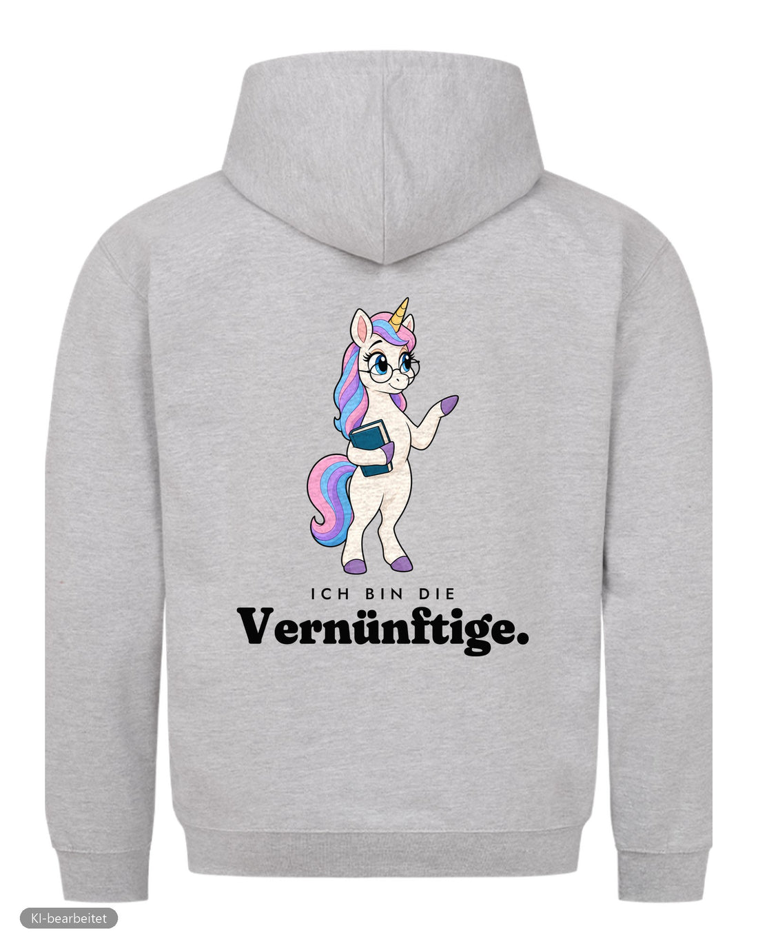 Die Vernünftige und die Verrückte Partnerlook Hoodies: Rückendruck, Hoodie Die Vernünftige in Grau