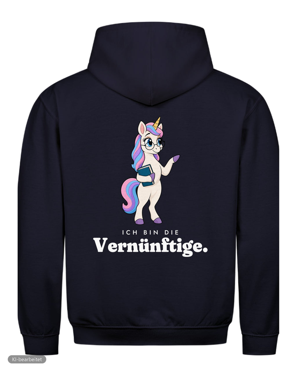 Die Vernünftige und die Verrückte Partnerlook Hoodies: Rückendruck, Hoodie Die Vernünftige in Navy