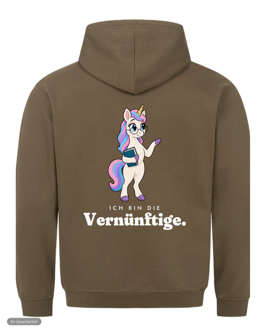 Die Vernünftige und die Verrückte Partnerlook Hoodies: Rückendruck, Hoodie Die Vernünftige in Oliv