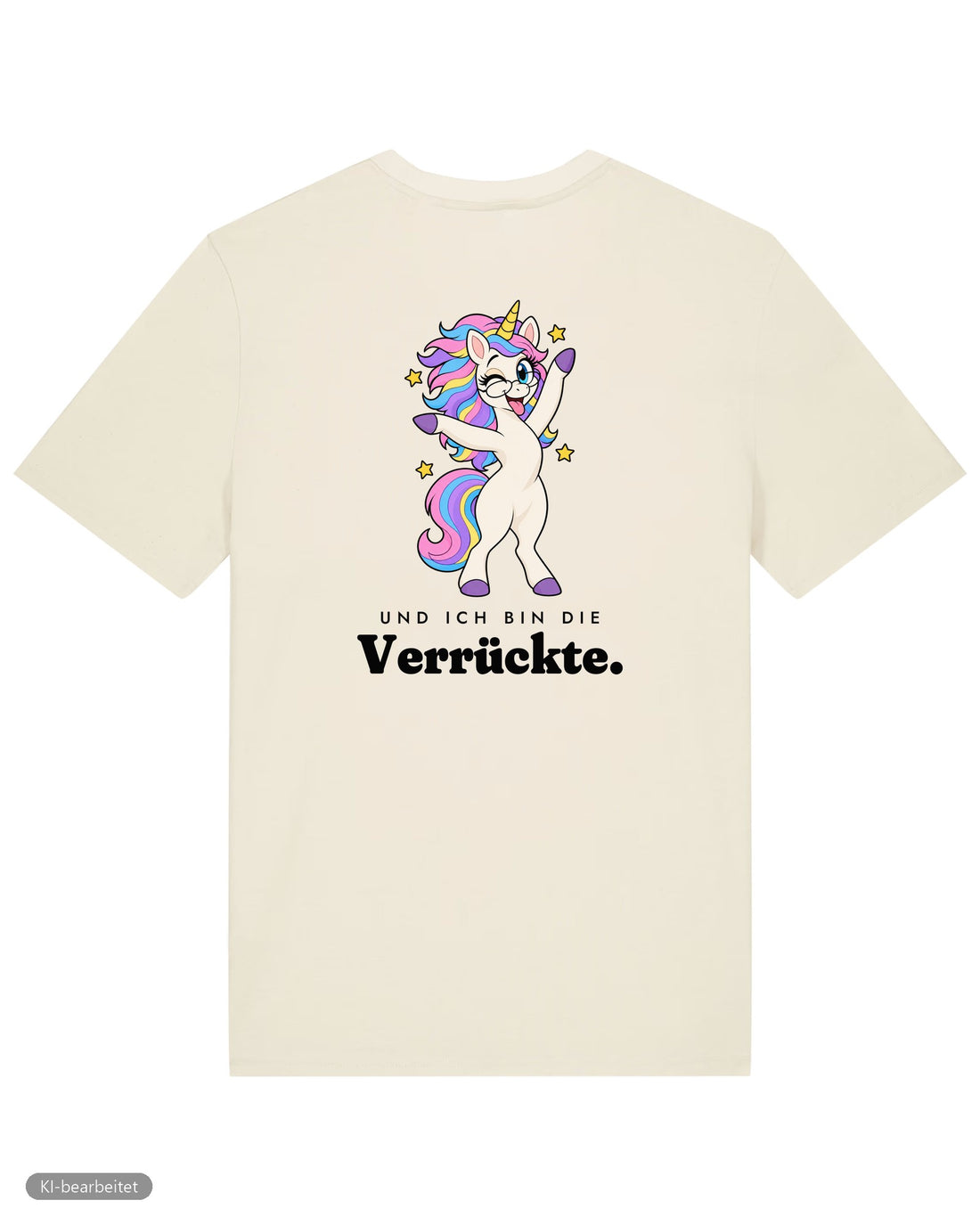 Die Vernünftige und die Verrückte Partnerlook T-Shirts: Rückendruck, Shirt Die Verrückte in Beige