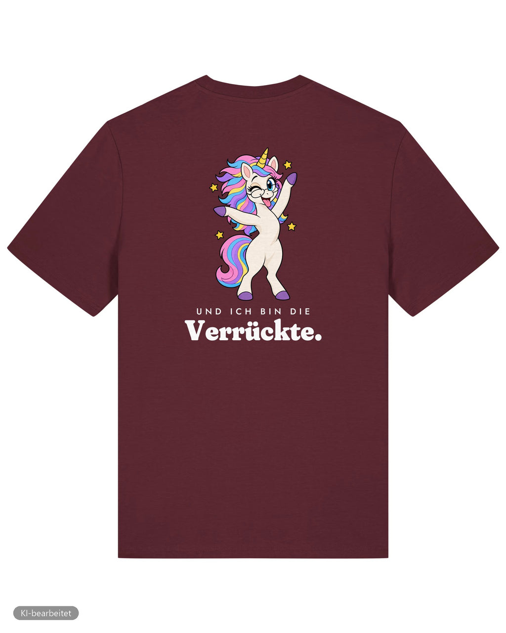 Die Vernünftige und die Verrückte Partnerlook T-Shirts: Rückendruck, Shirt Die Verrückte in Burgunder
