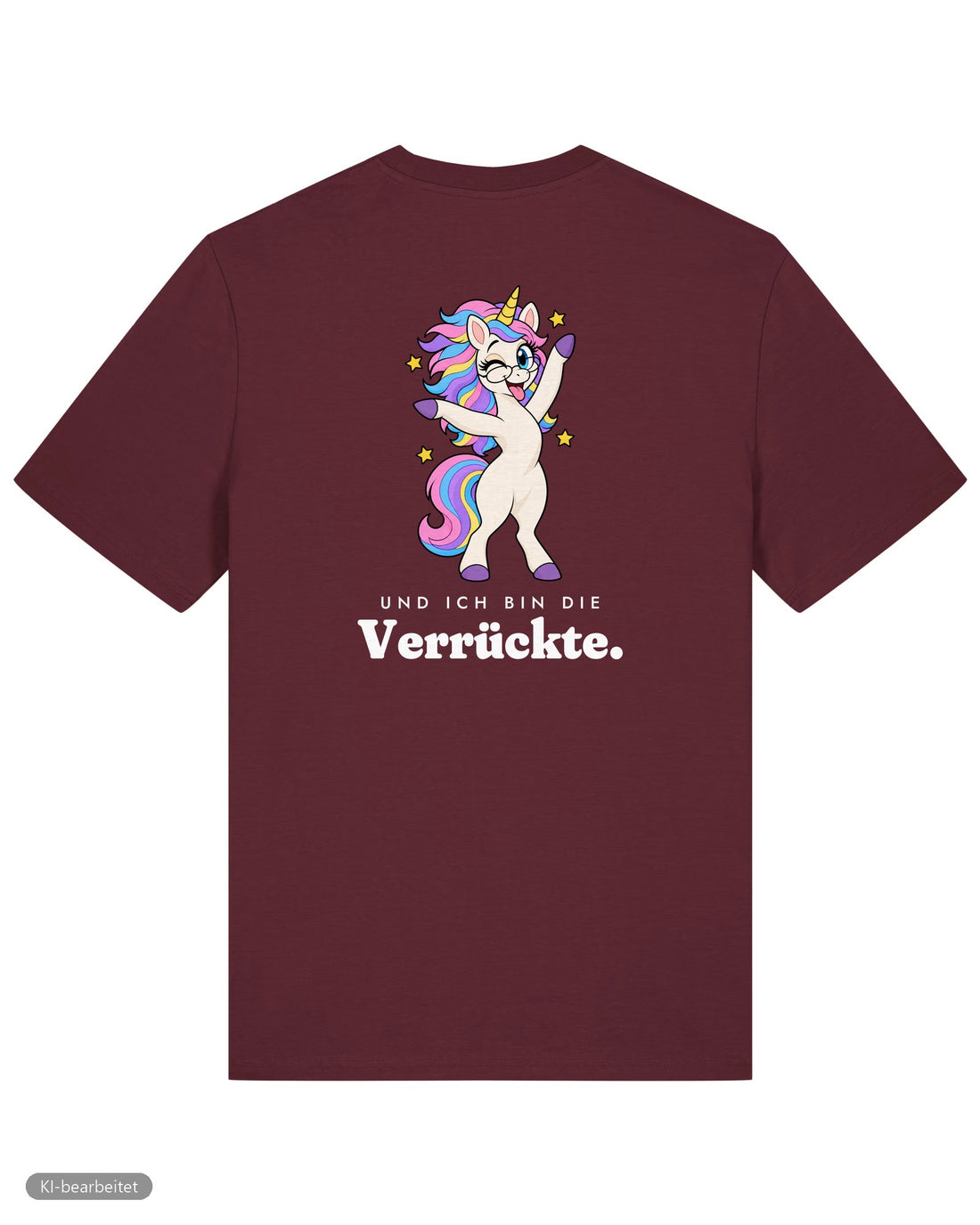 Die Vernünftige und die Verrückte Partnerlook T-Shirts: Rückendruck, Shirt Die Verrückte in Burgunder