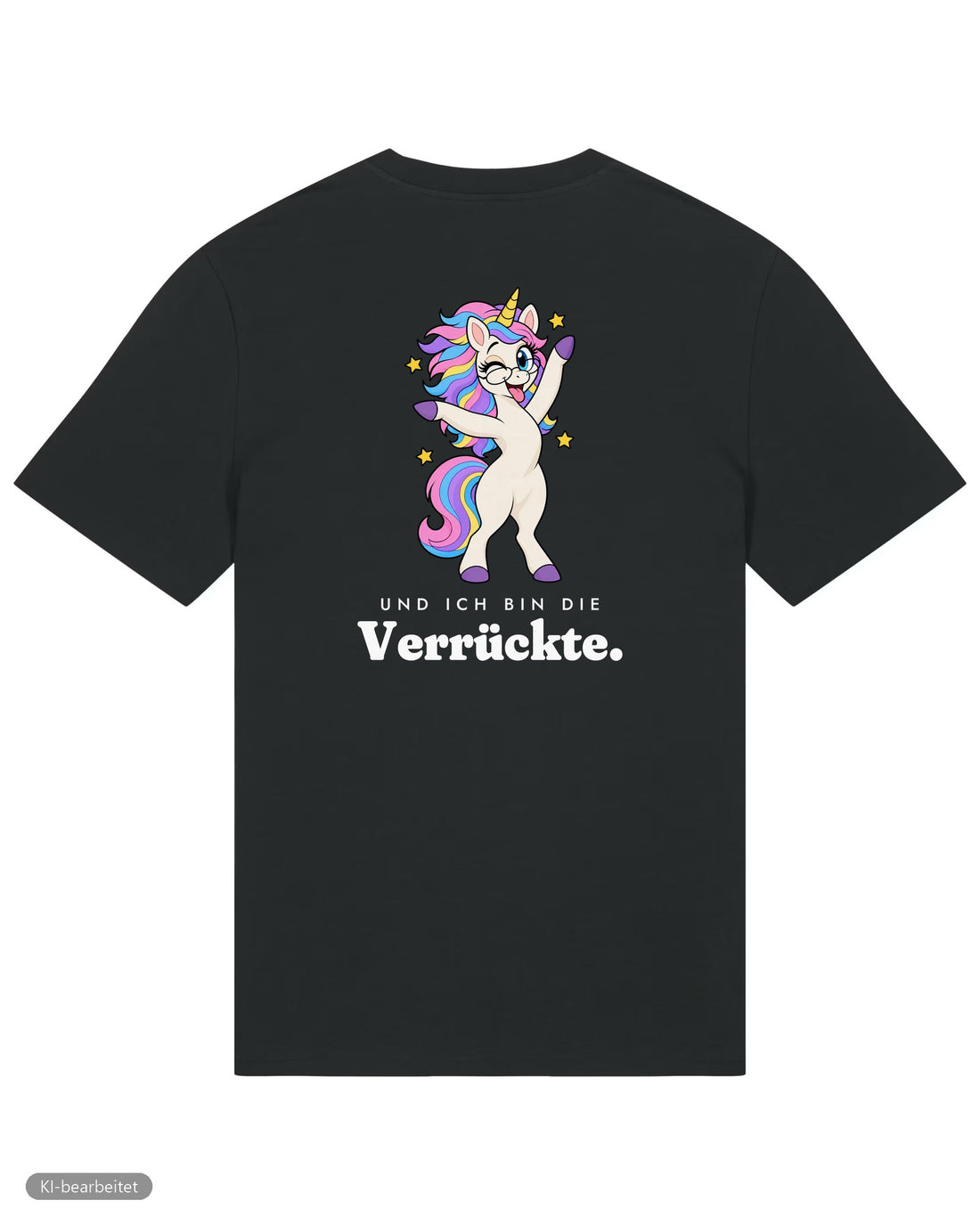 Die Vernünftige und die Verrückte Partnerlook T-Shirts: Rückendruck, Shirt Die Verrückte in Schwarz
