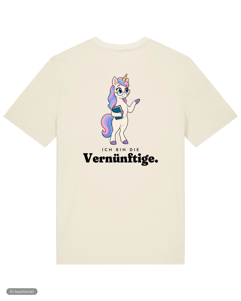 Die Vernünftige und die Verrückte Partnerlook T-Shirts: Rückendruck, Shirt Die Vernünftige in Beige