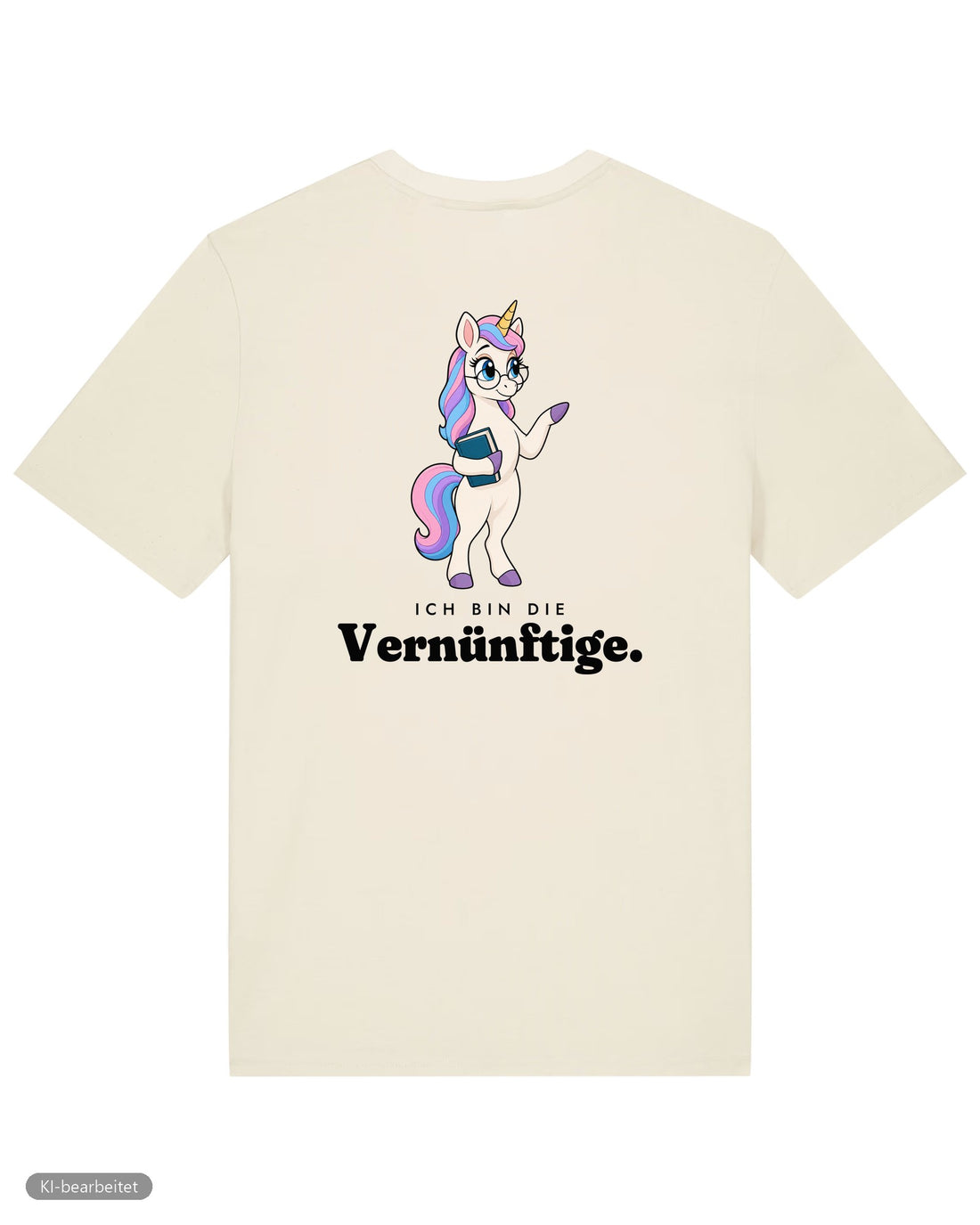 Die Vernünftige und die Verrückte Partnerlook T-Shirts: Rückendruck, Shirt Die Vernünftige in Beige