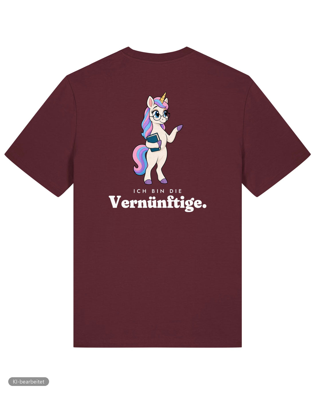 Die Vernünftige und die Verrückte Partnerlook T-Shirts: Rückendruck, Shirt Die Vernünftige in Burgunder
