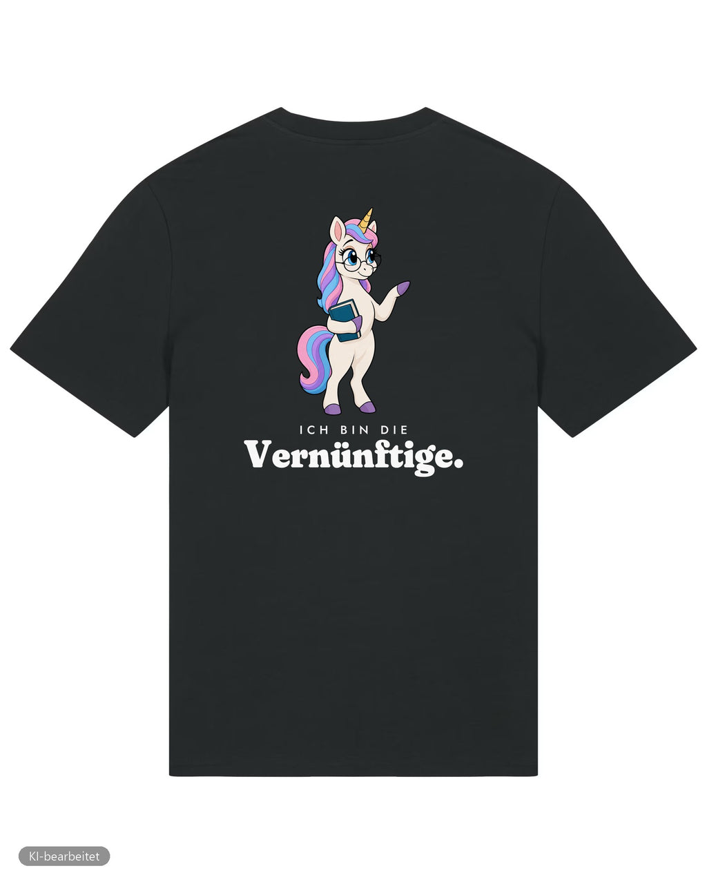Die Vernünftige und die Verrückte Partnerlook T-Shirts: Rückendruck, Shirt Die Vernünftige in Schwarz