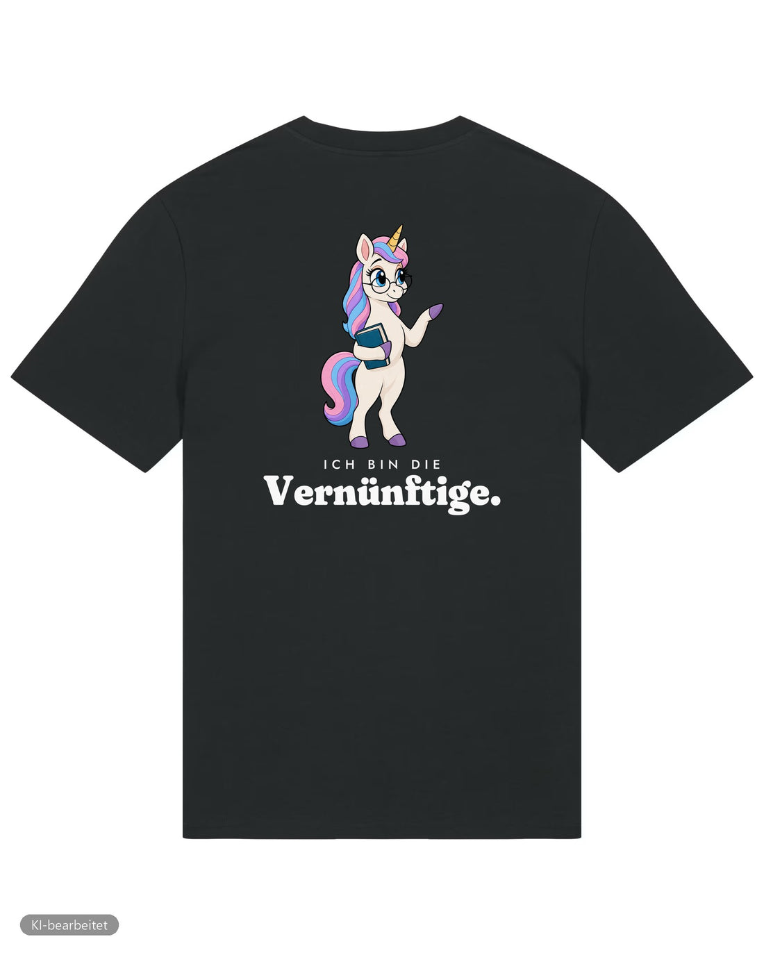 Die Vernünftige und die Verrückte Partnerlook T-Shirts: Rückendruck, Shirt Die Vernünftige in Schwarz