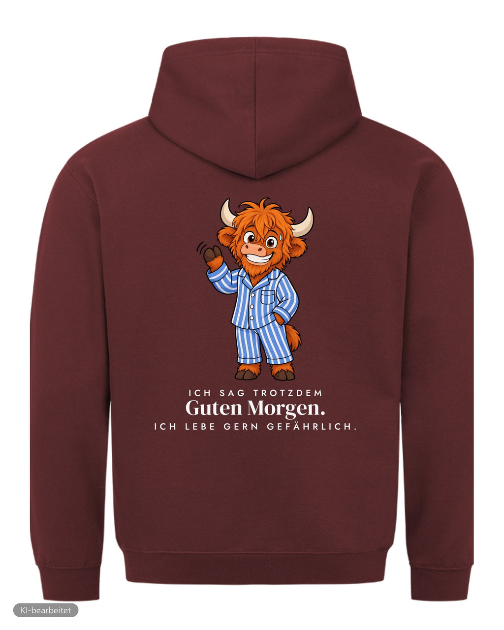 Vor dem ersten Kaffee Partnerlook Hoodies: Rückendruck, Hoodie für ihn in Burgunder