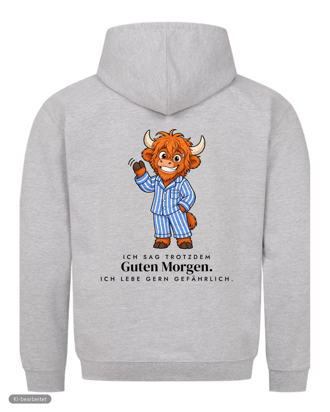 Vor dem ersten Kaffee Partnerlook Hoodies: Rückendruck, Hoodie für ihn in Grau
