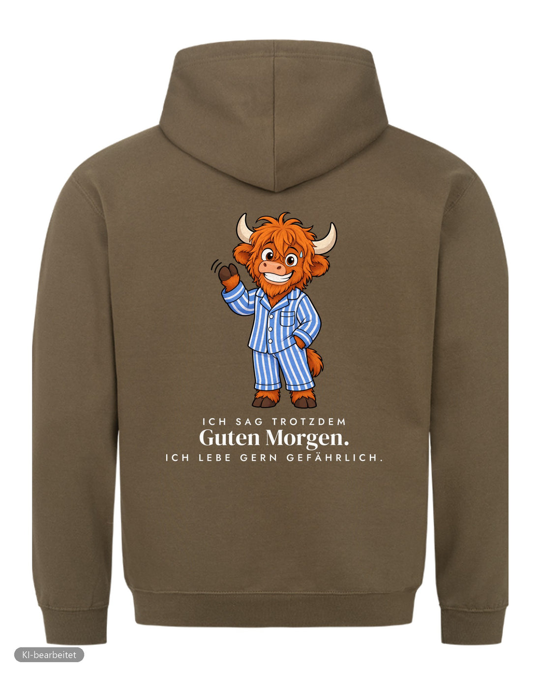 Vor dem ersten Kaffee Partnerlook Hoodies: Rückendruck, Hoodie für ihn in Oliv