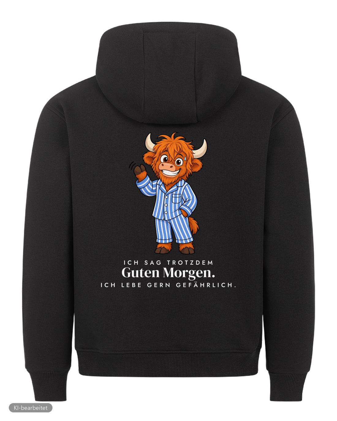 Vor dem ersten Kaffee Partnerlook Hoodies: Rückendruck, Hoodie für ihn in Schwarz
