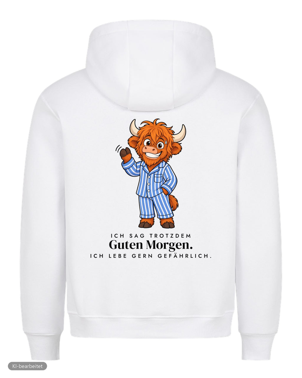 Vor dem ersten Kaffee Partnerlook Hoodies: Rückendruck, Hoodie für ihn in Weiß
