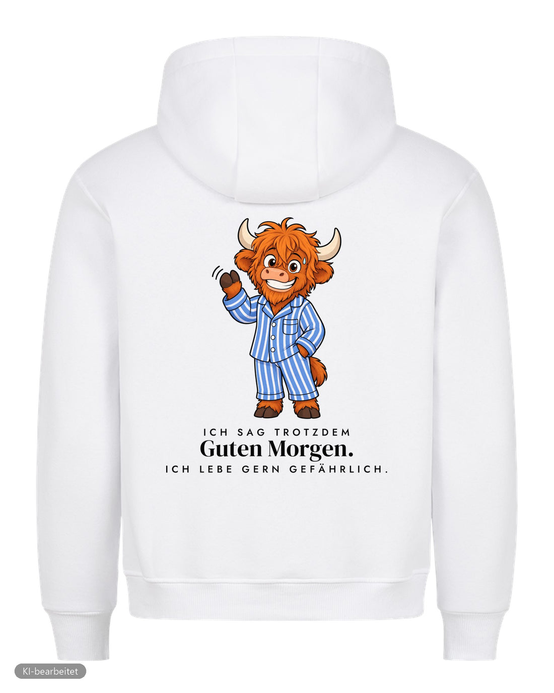 Vor dem ersten Kaffee Partnerlook Hoodies: Rückendruck, Hoodie für ihn in Weiß