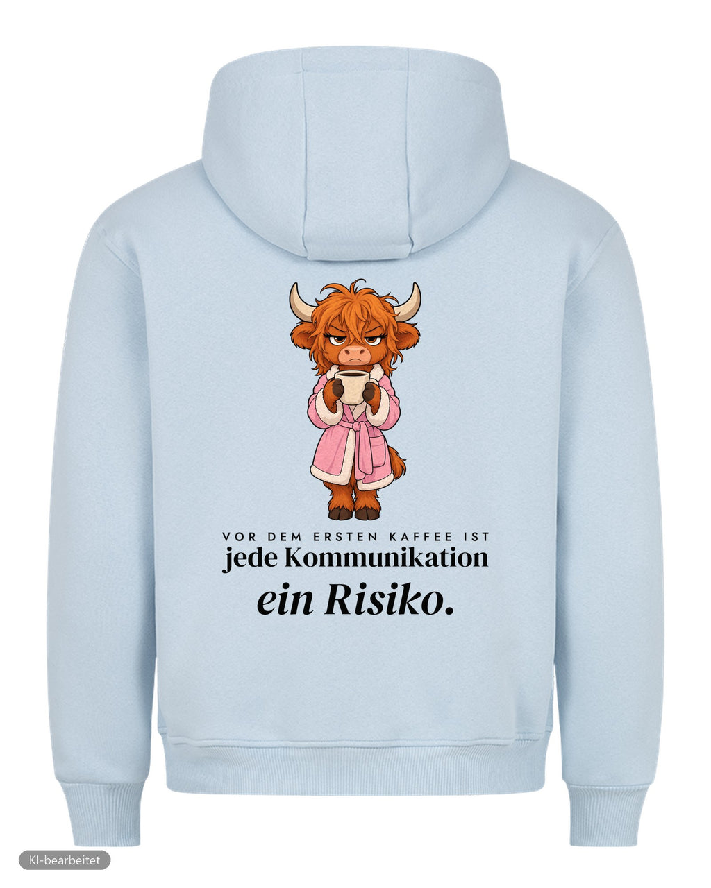 Vor dem ersten Kaffee Partnerlook Hoodies: Rückendruck, Hoodie für sie in Babyblau