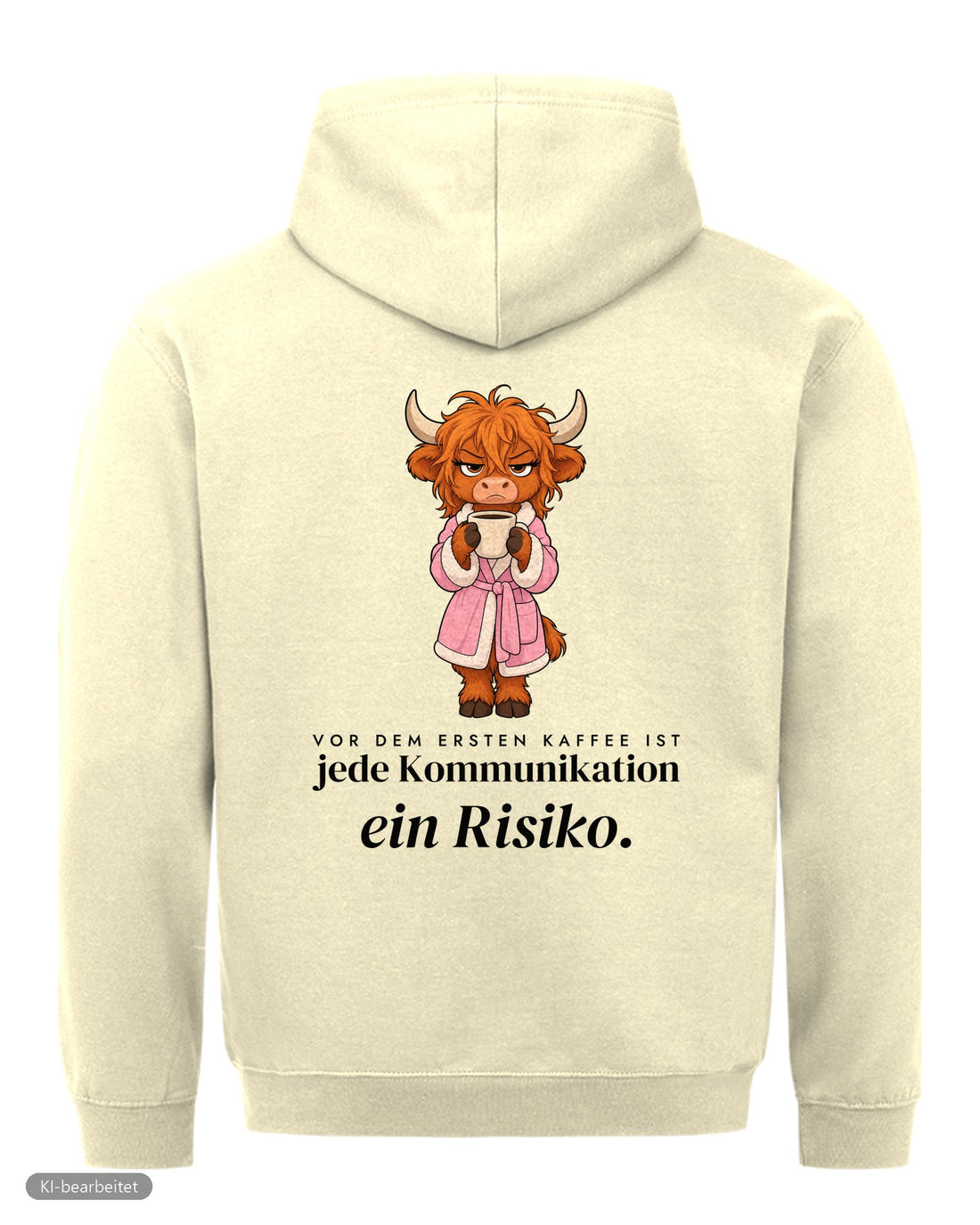 Vor dem ersten Kaffee Partnerlook Hoodies: Rückendruck, Hoodie für sie in Beige