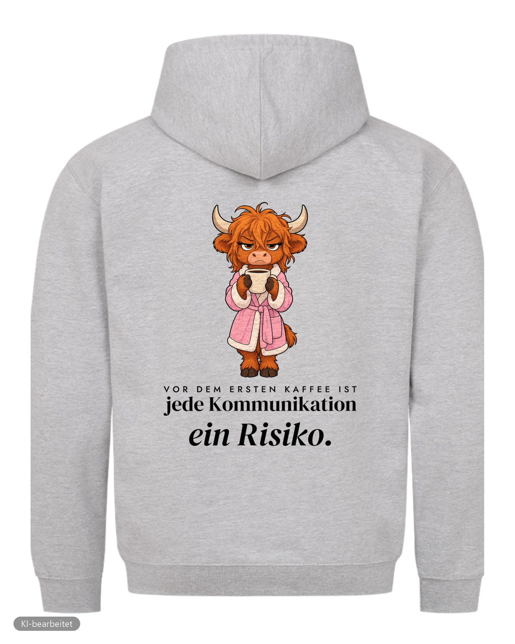 Vor dem ersten Kaffee Partnerlook Hoodies: Rückendruck, Hoodie für sie in Grau
