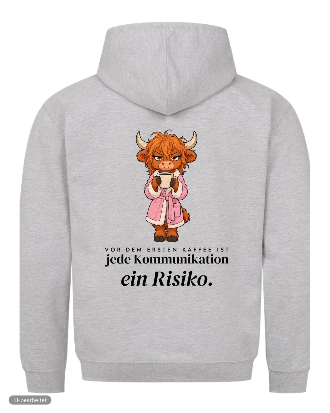 Vor dem ersten Kaffee Partnerlook Hoodies: Rückendruck, Hoodie für sie in Grau