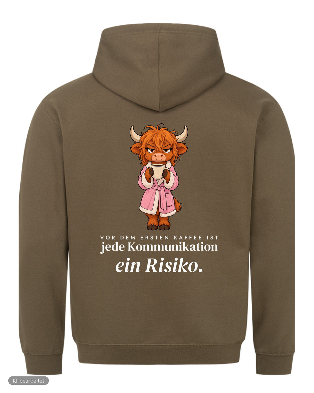 Vor dem ersten Kaffee Partnerlook Hoodies: Rückendruck, Hoodie für sie in Oliv