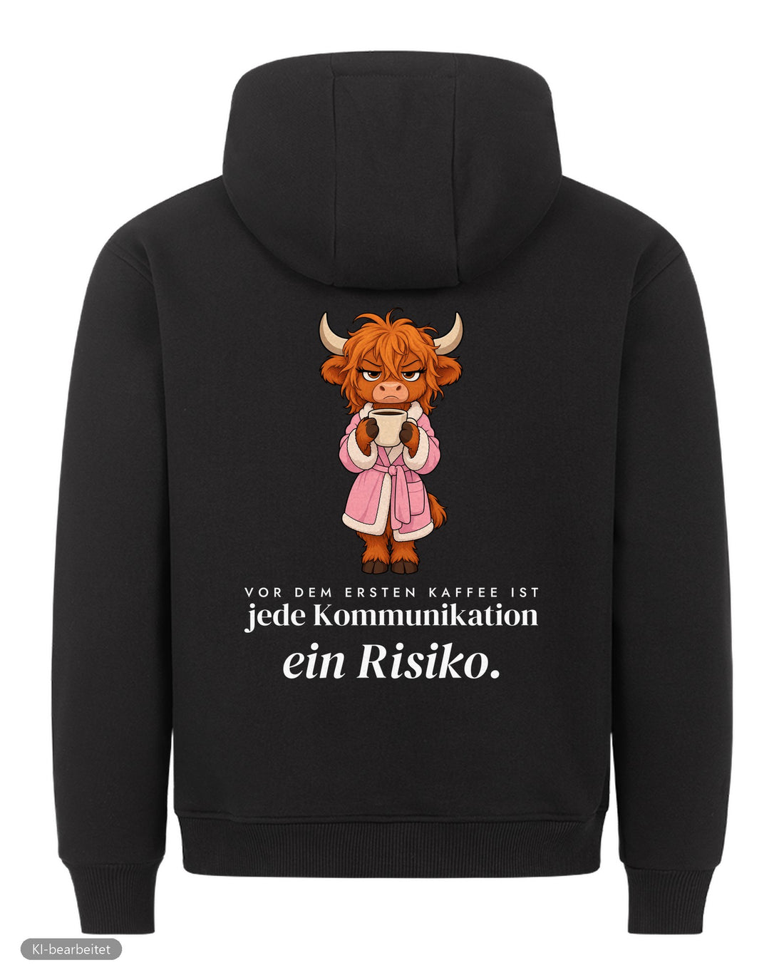 Vor dem ersten Kaffee Partnerlook Hoodies: Rückendruck, Hoodie für sie in Schwarz