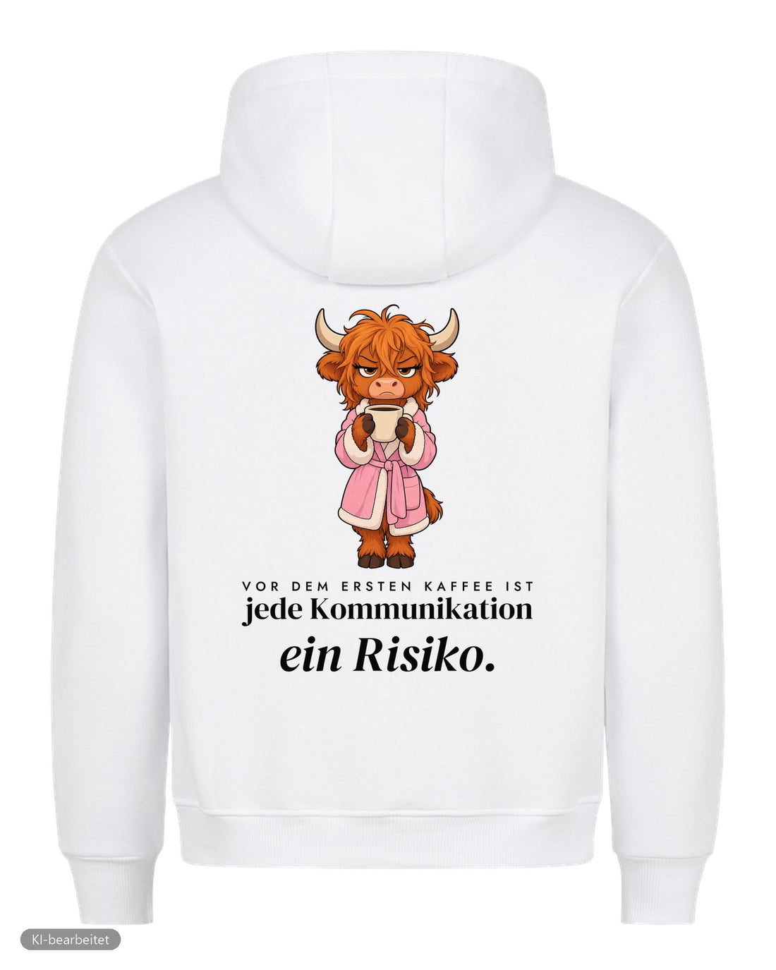 Vor dem ersten Kaffee Partnerlook Hoodies: Rückendruck, Hoodie für sie in Weiß