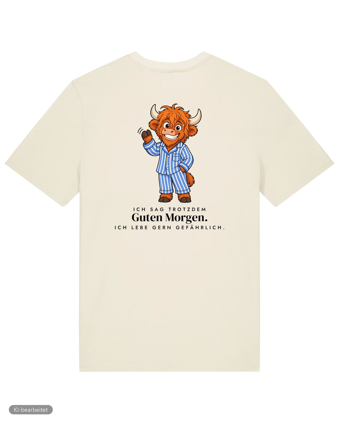 Vor dem ersten Kaffee Partnerlook T-Shirts: Rückendruck, Shirt für ihn in Beige