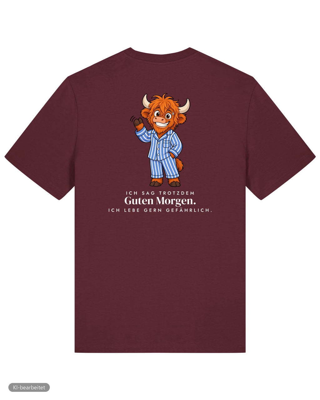 Vor dem ersten Kaffee Partnerlook T-Shirts: Rückendruck, Shirt für ihn in Burgunder