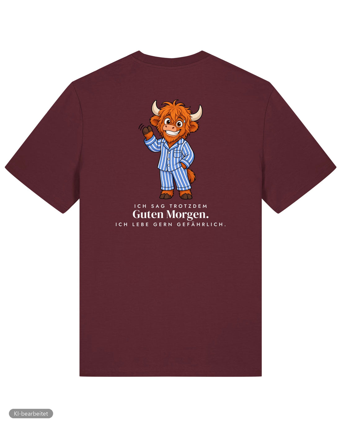 Vor dem ersten Kaffee Partnerlook T-Shirts: Rückendruck, Shirt für ihn in Burgunder
