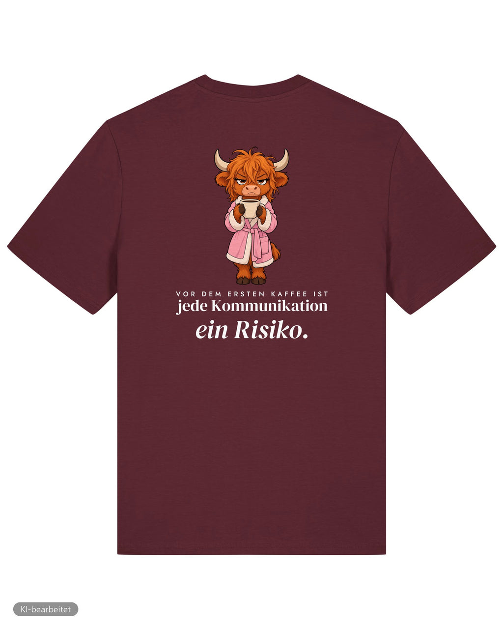 Vor dem ersten Kaffee Partnerlook T-Shirts: Rückendruck, Shirt für sie in Burgunder