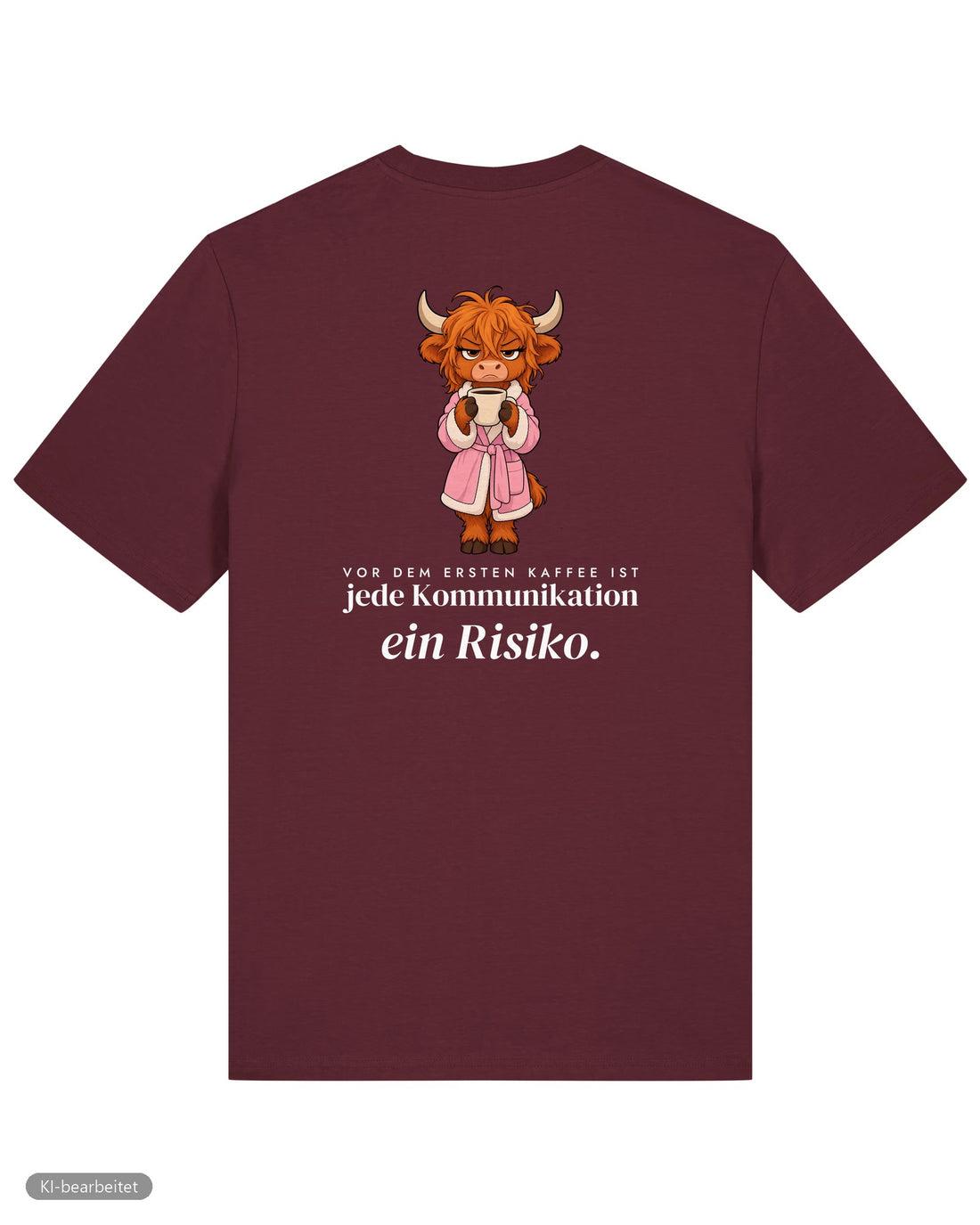 Vor dem ersten Kaffee Partnerlook T-Shirts: Rückendruck, Shirt für sie in Burgunder