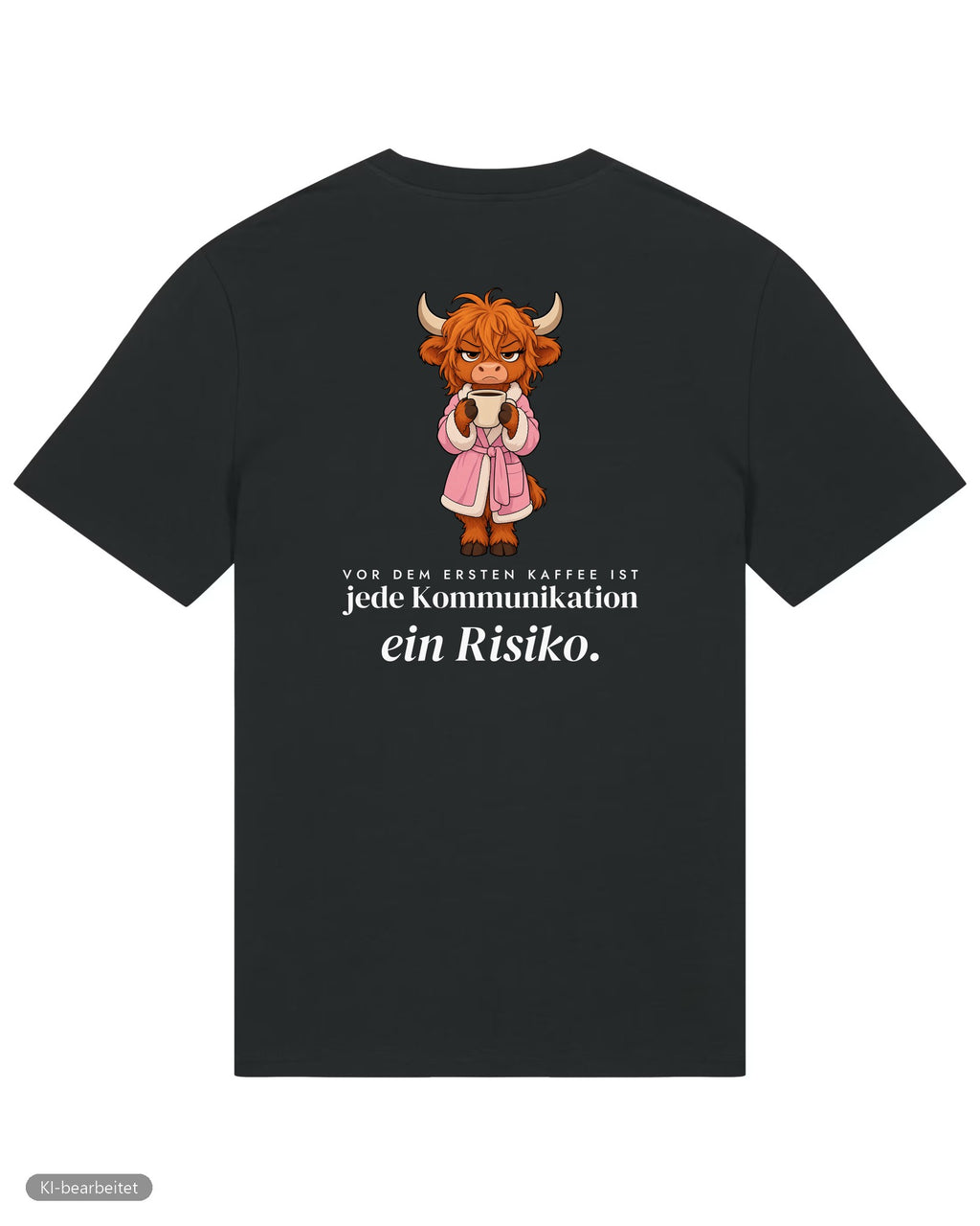 Vor dem ersten Kaffee Partnerlook T-Shirts: Rückendruck, Shirt für sie in Schwarz