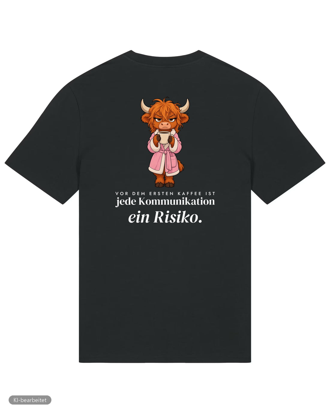 Vor dem ersten Kaffee Partnerlook T-Shirts: Rückendruck, Shirt für sie in Schwarz