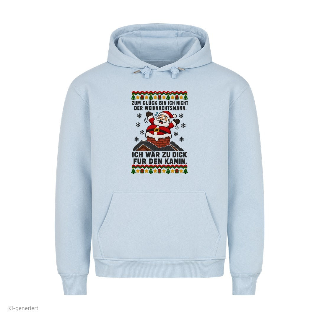 Weihnachtsmann Weihnachtshoodie Zu dick für den Kamin - Ugly Christmas Hoodie in Babyblau