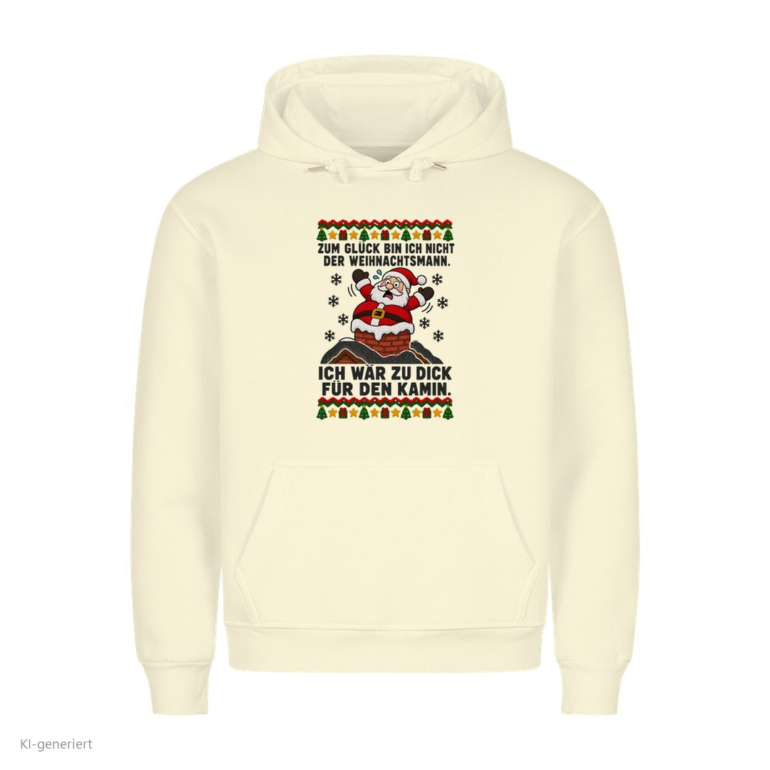 Weihnachtsmann Weihnachtshoodie Zu dick für den Kamin - Ugly Christmas Hoodie in Beige