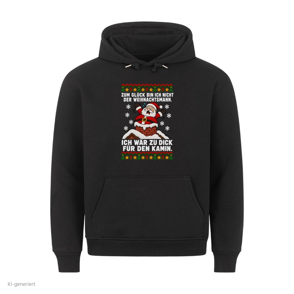 Weihnachtsmann Weihnachtshoodie Zu dick für den Kamin - Ugly Christmas Hoodie in Schwarz