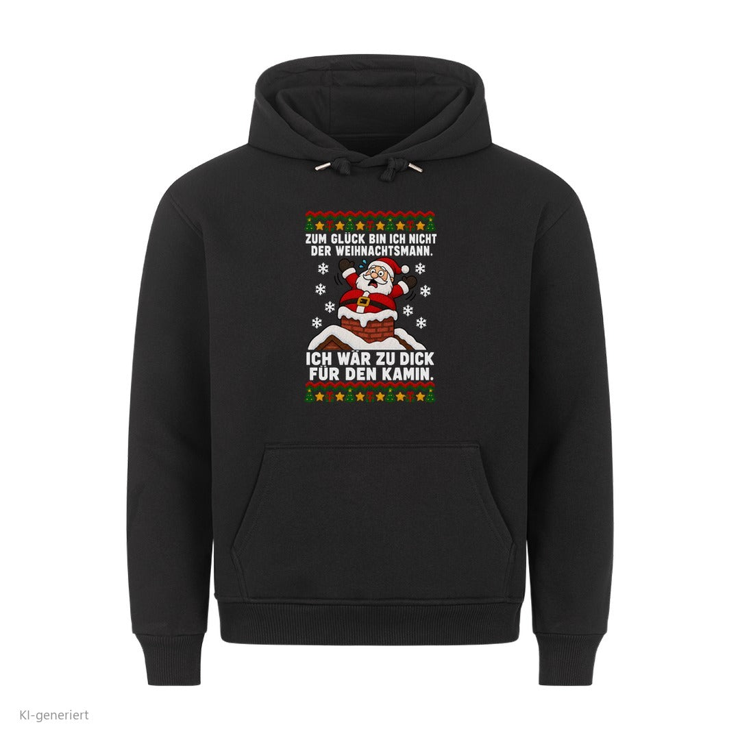 Weihnachtsmann Weihnachtshoodie Zu dick für den Kamin - Ugly Christmas Hoodie in Schwarz