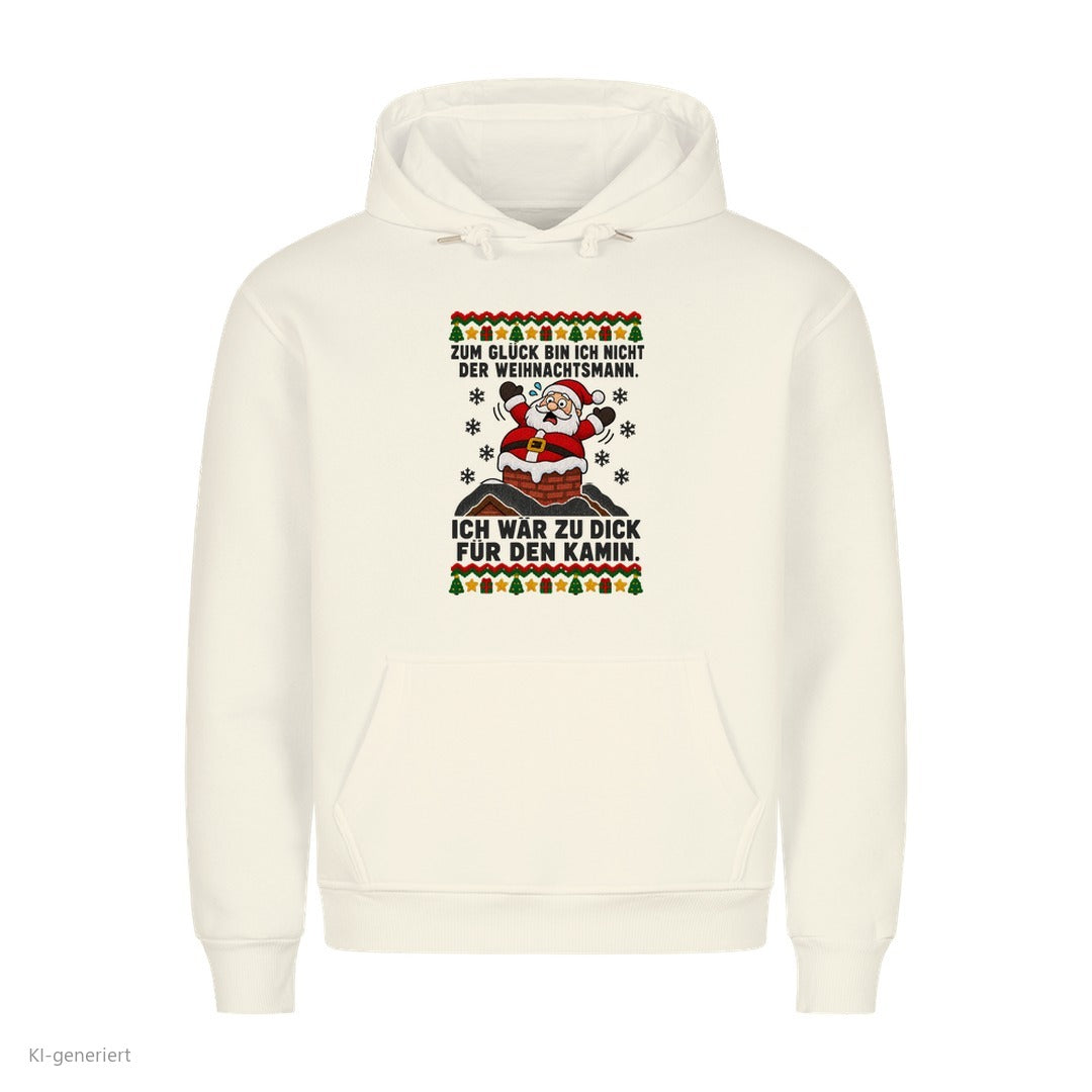 Weihnachtsmann Weihnachtshoodie Zu dick für den Kamin - Ugly Christmas Hoodie in Weiß