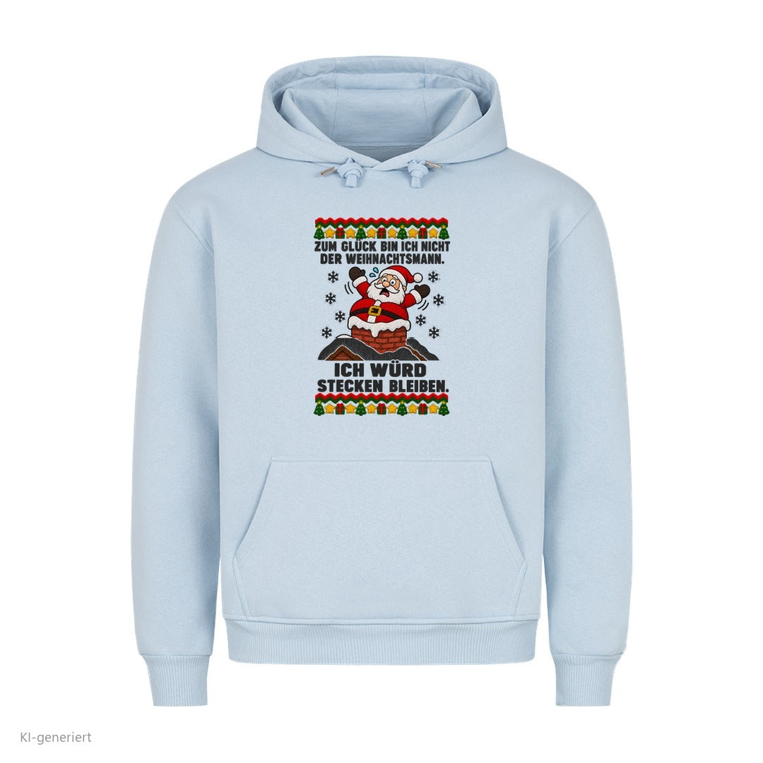 Weihnachtsmann Weihnachtshoodie Ich würd stecken bleiben - Ugly Christmas Hoodie in Babyblau