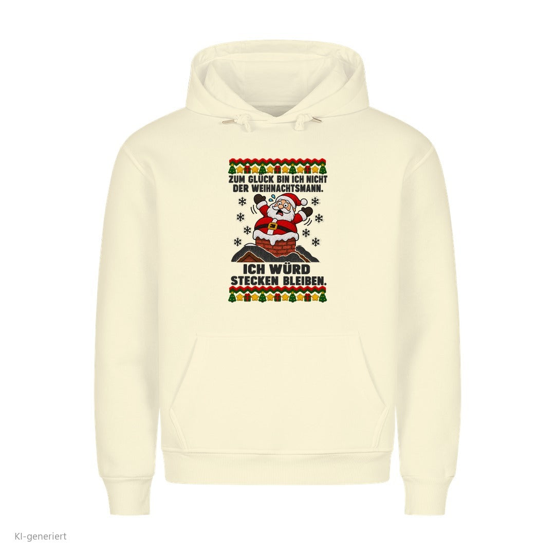 Weihnachtsmann Weihnachtshoodie Ich würd stecken bleiben - Ugly Christmas Hoodie in Beige