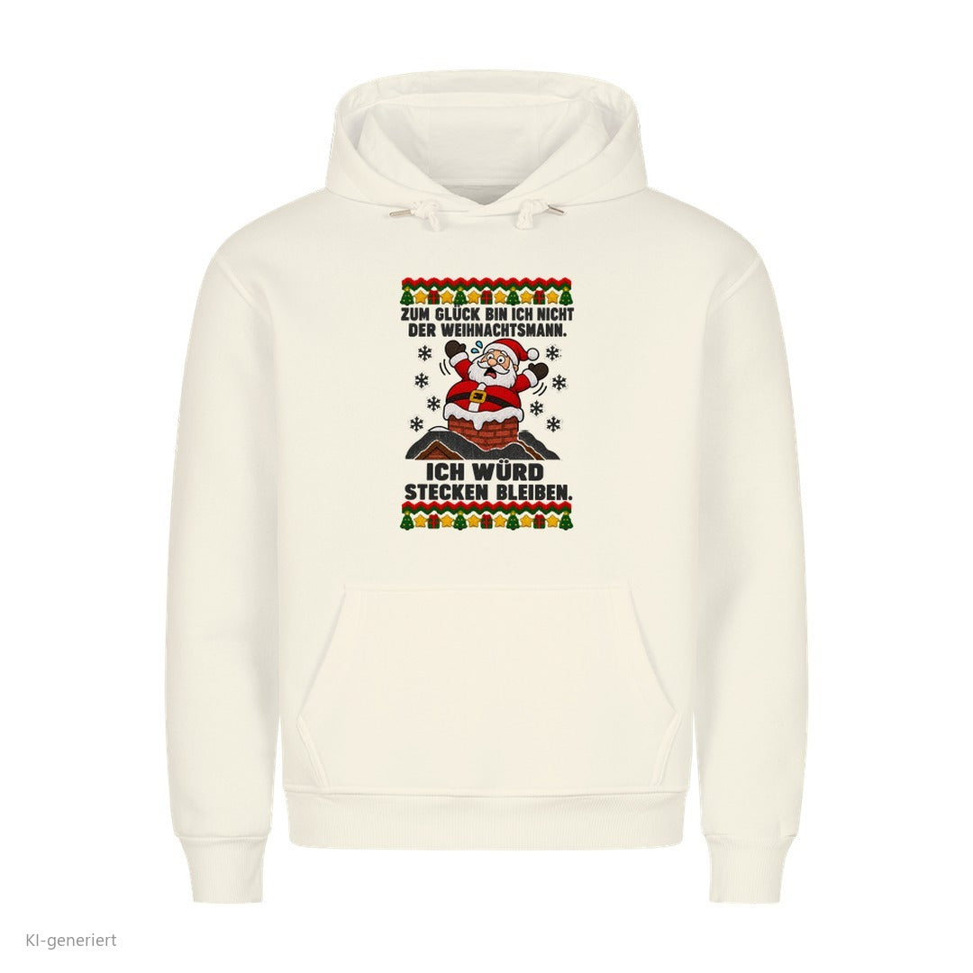 Weihnachtsmann Weihnachtshoodie Ich würd stecken bleiben - Ugly Christmas Hoodie in Weiß