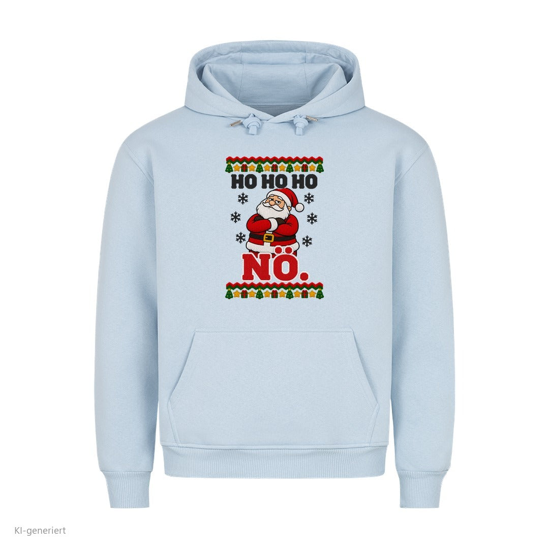 Weihnachtsmann Weihnachtshoodie Ho Ho Ho, nö - Ugly Christmas Hoodie in Babyblau