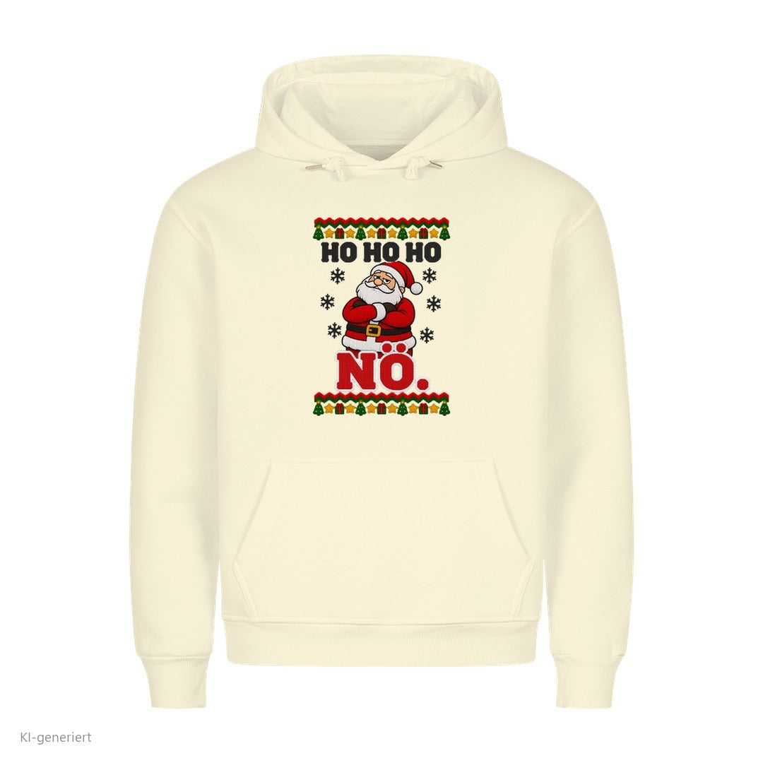Weihnachtsmann Weihnachtshoodie Ho Ho Ho, nö - Ugly Christmas Hoodie in Beige