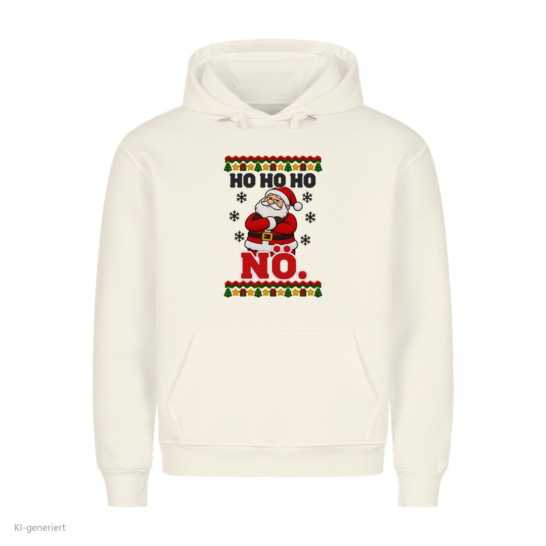 Weihnachtsmann Weihnachtshoodie Ho Ho Ho, nö - Ugly Christmas Hoodie in Weiß