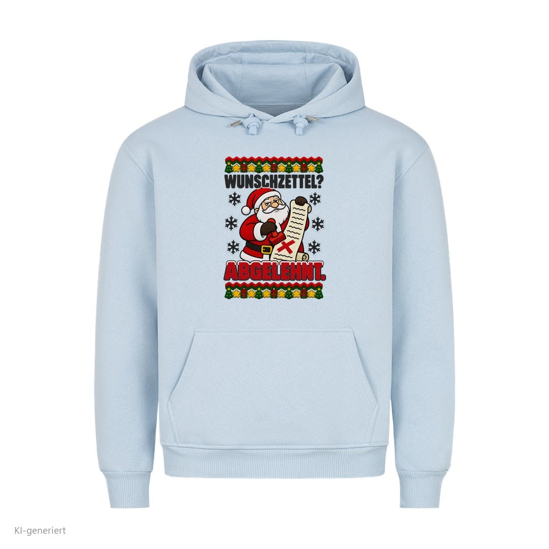 Weihnachtsmann Weihnachtshoodie Wunschzettel abgelehnt - Ugly Christmas Hoodie in Babyblau