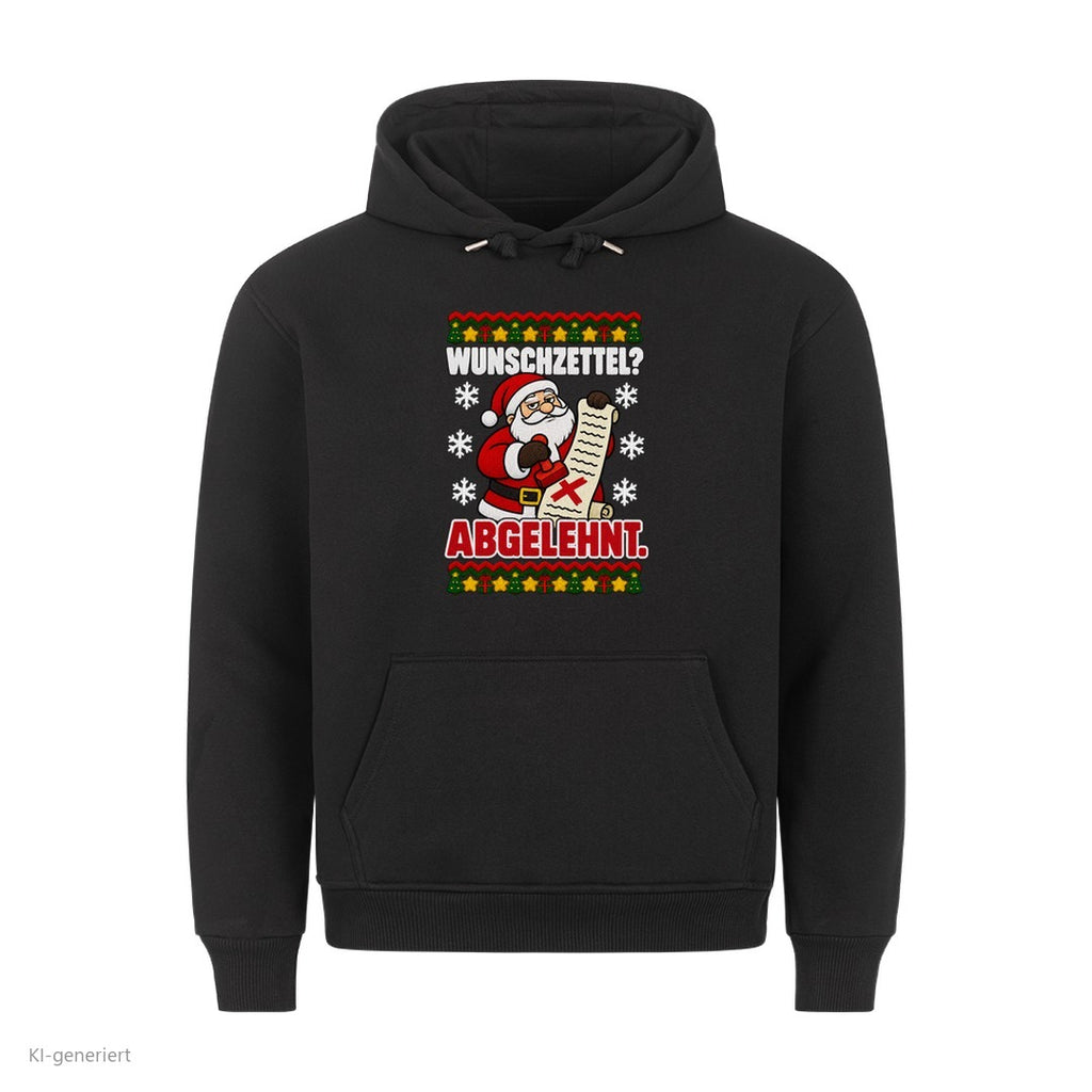 Weihnachtsmann Weihnachtshoodie Wunschzettel abgelehnt - Ugly Christmas Hoodie in Schwarz