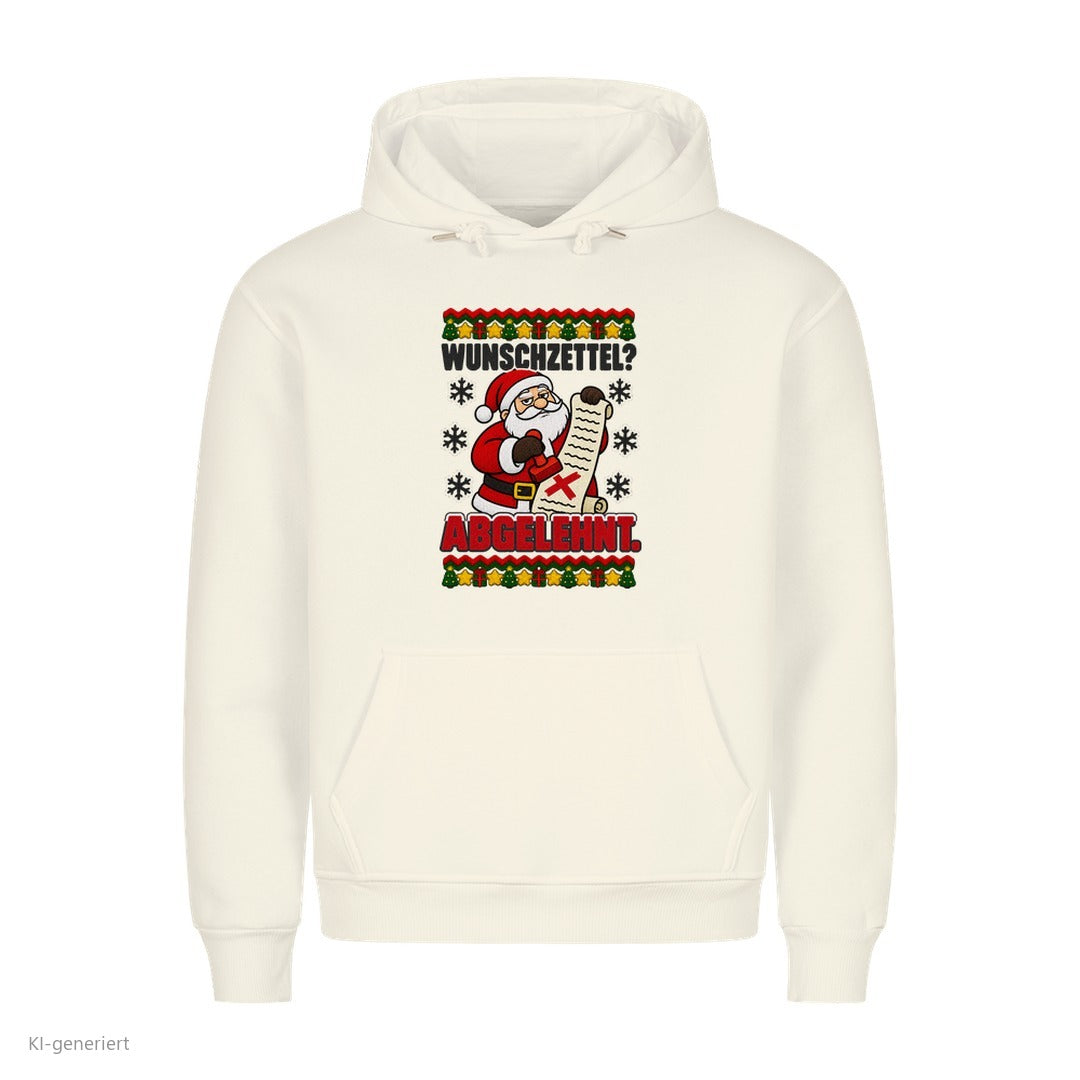 Weihnachtsmann Weihnachtshoodie Wunschzettel abgelehnt - Ugly Christmas Hoodie in Weiß